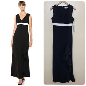 CALVIN KLEIN Womens Long Gown Dress CD9B19L9 Size 4 Black Sleeveless V Neck Maxi